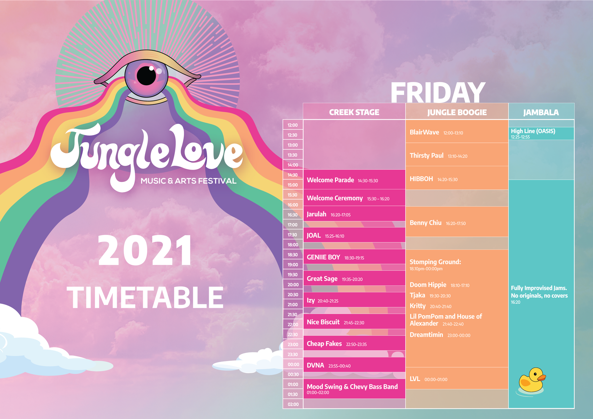 Jungle Love 2021 Friday timetable