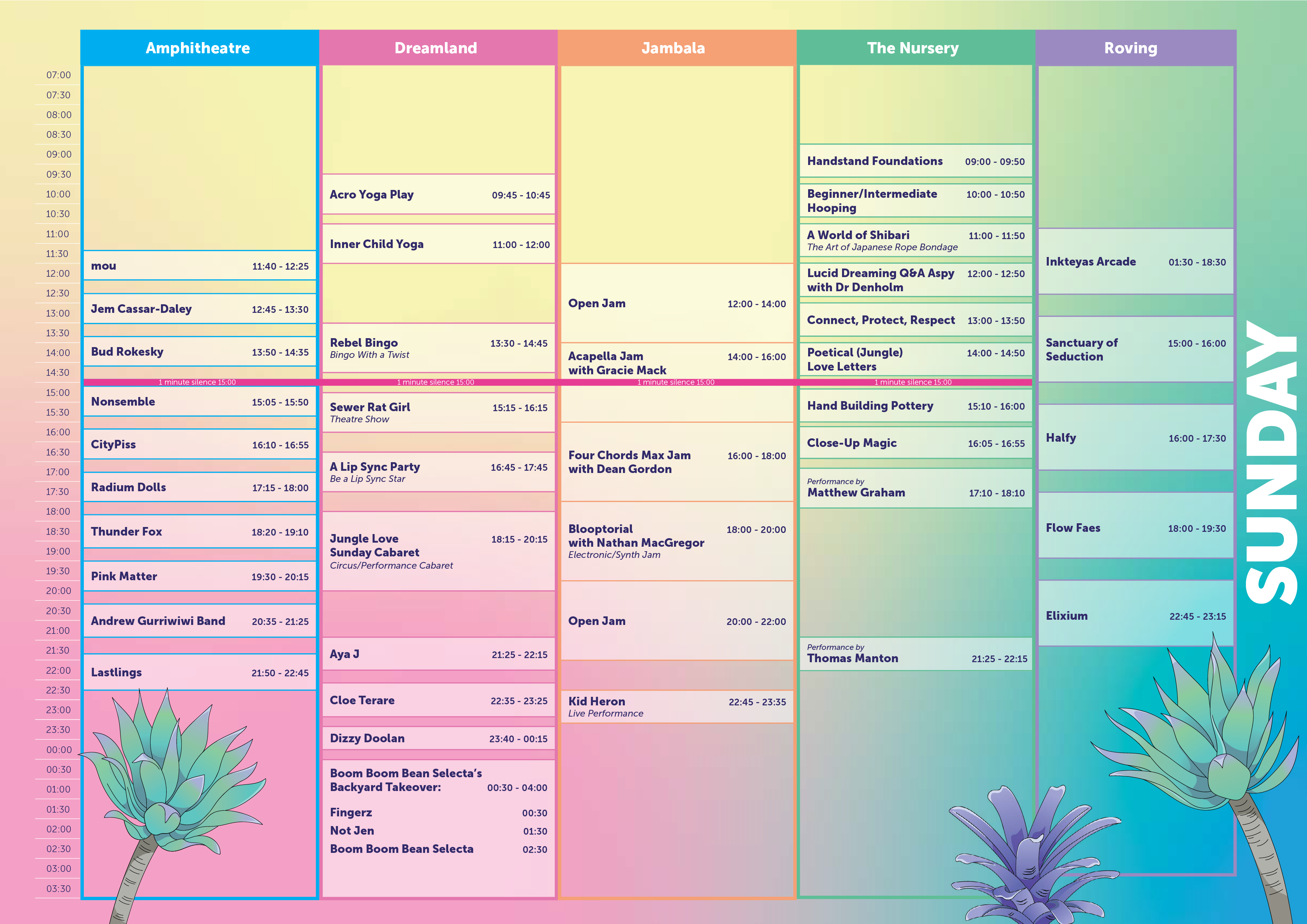 Jungle Love 2022 Sunday timetable